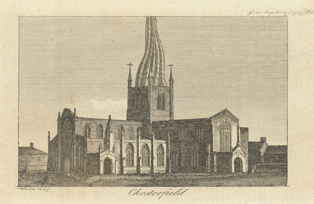Church of All Saints at Chesterfield in Derbyshire. Gent's Mag 1793 old print